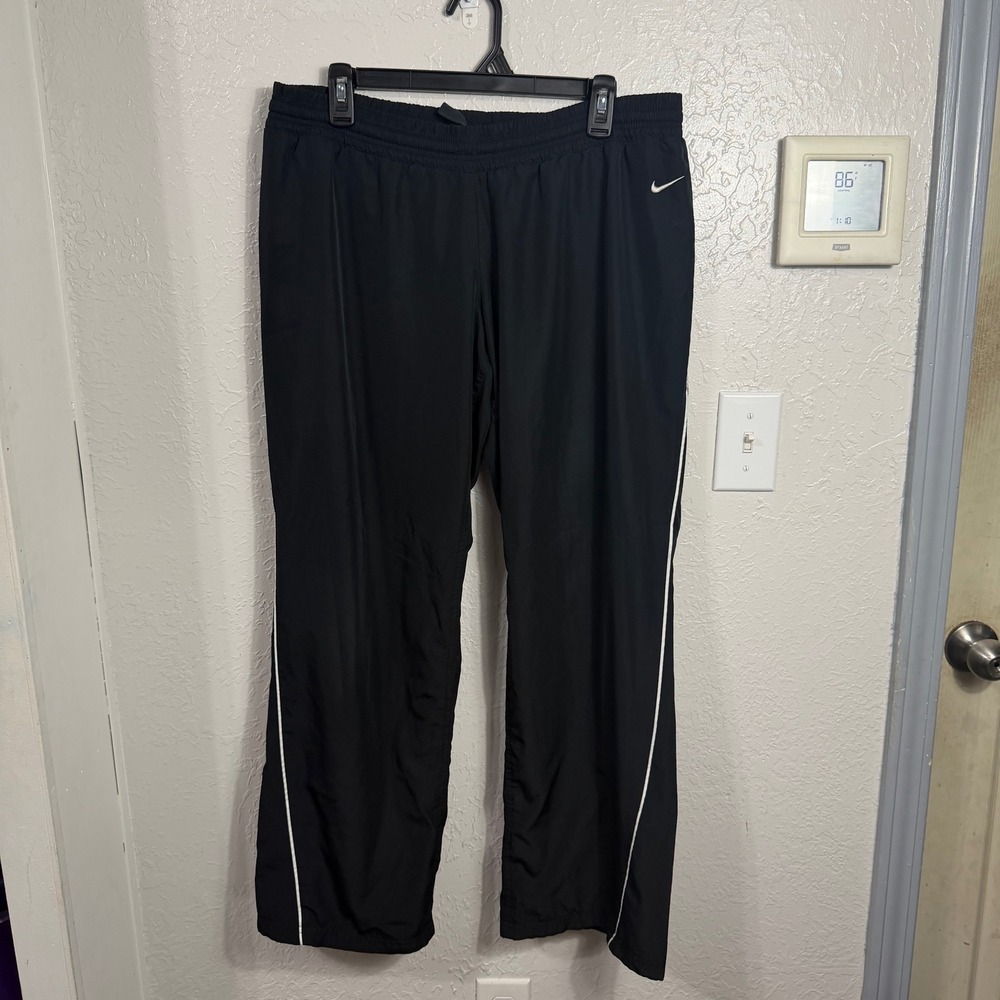 Nike Athletic Dept Mens Black Windbreaker Track Pants White Stripe Large